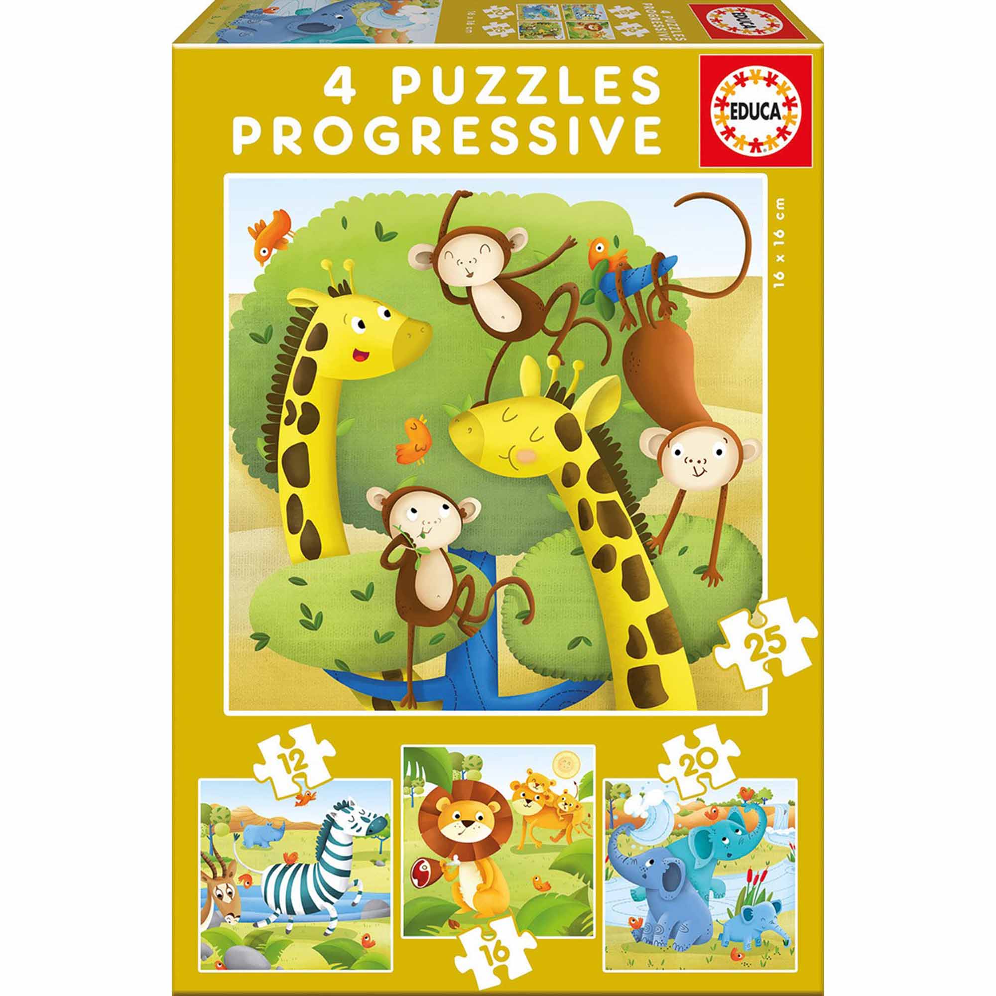 Puzzle Educa - Wild animals, 12/16/20/25 piese