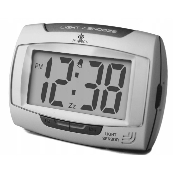 Ceas desteptator LS 810, Perfect, Plastic, LCD/LED, 11 x 7.5 x 4 cm, Argintiu
