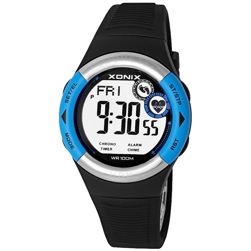 Ceas sport Xonix HRM3-006, pedometru, monitor de ritm cardiac, data, alarma, timer, cronometru, al doilea fus orar, WR100M, model universal