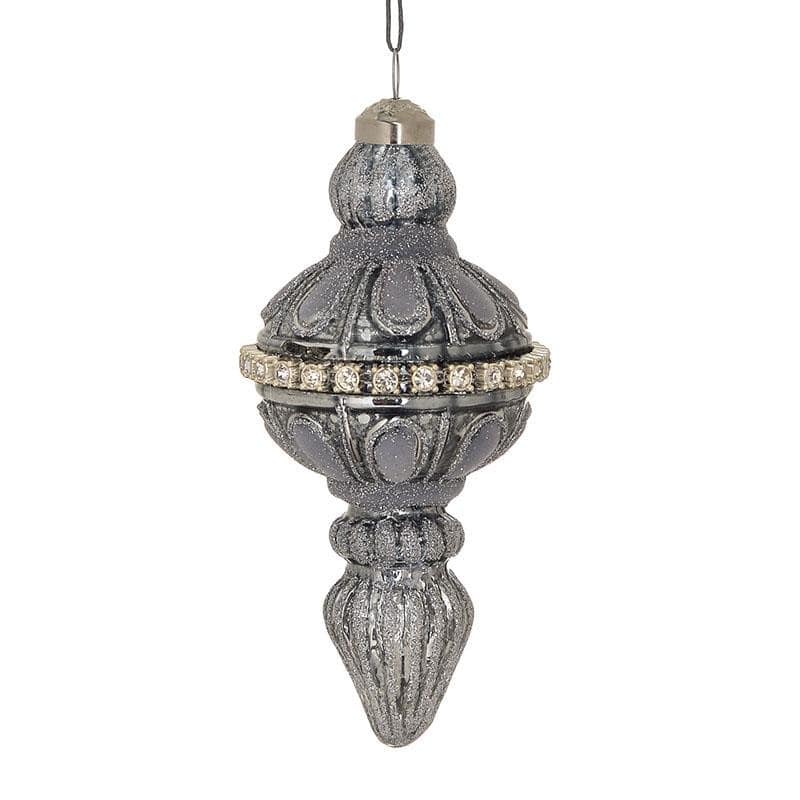 Set 6 globuri din sticla cu strasuri Silver 7 x 15 cm