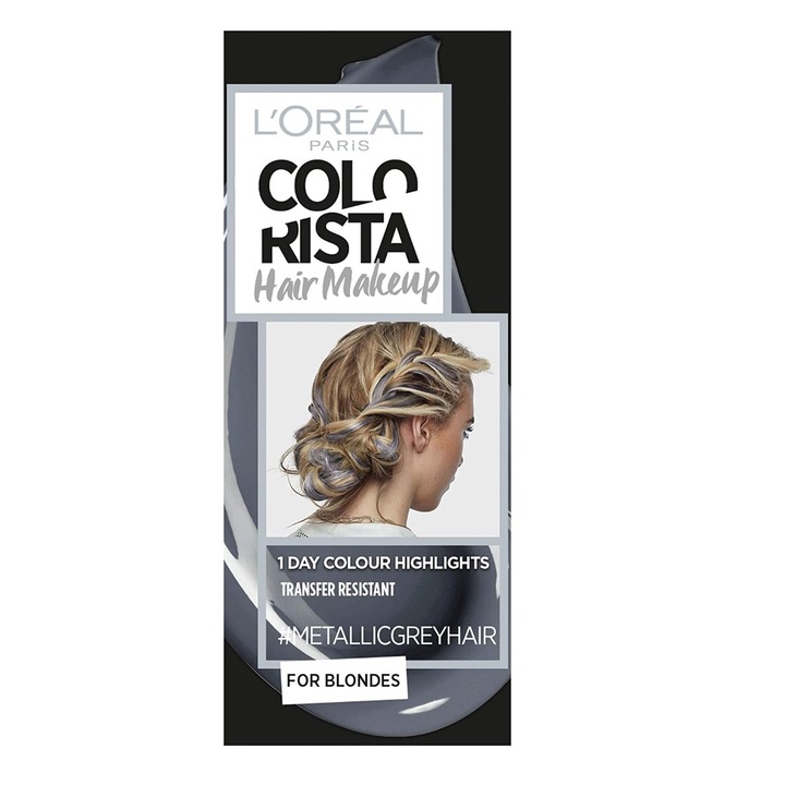 Vopsea de par temporara L'Oreal Paris Colorista Hair Makeup, Gri metalizat, 30 ml