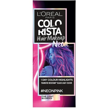 Vopsea de par temporara L'Oreal Paris Colorista Hair Makeup, Pentru par deschis la culoare, Roz neon, 30 ml Vopsea de par temporara L'Oreal Paris Colorista Hair Makeup, Pentru par deschis la culoare, Roz neon, 30 ml