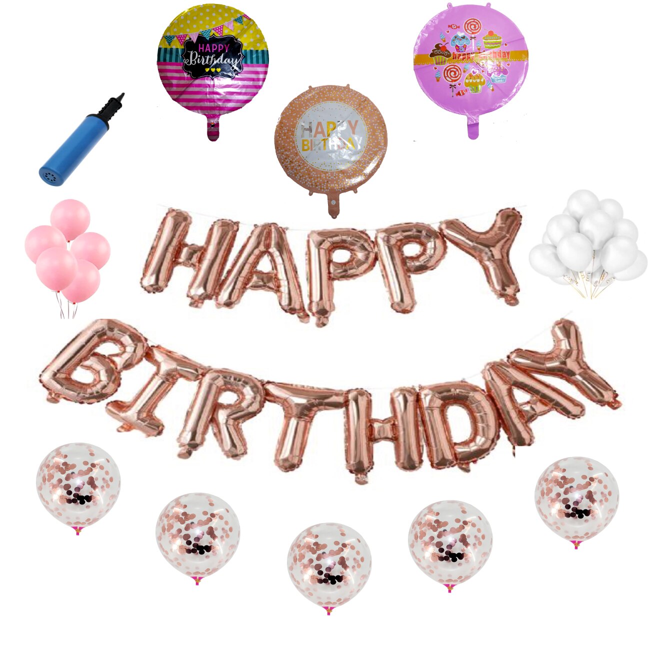 Set complet Happy Birthday , onomastica , roz gold