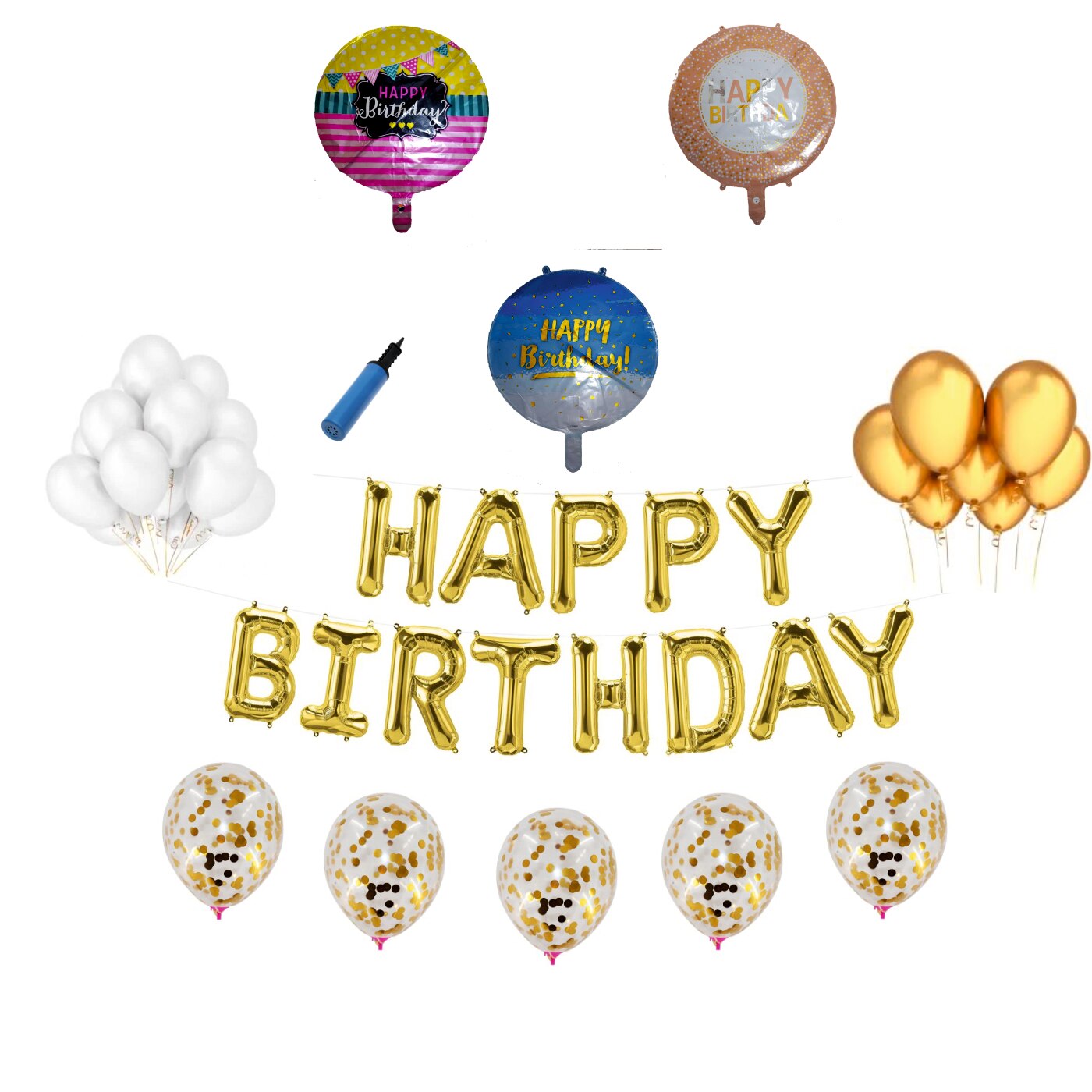 Set complet Happy Birthday , onomastica, Auriu