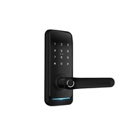 Incuietoare inteligenta Milan - acces control cu amprenta, cu aplicatie, cu cod, cu telefon android, IOS bluetooth, card si cheie - Apartamente in regim hotelier, firme, institutii , pentru usi intrare sau interioare, culoare-negru