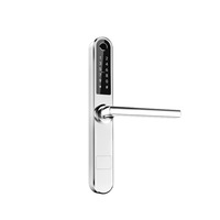 Incuietoare inteligenta Monaco - acces control cu amprenta, cu aplicatie, cu cod, cu telefon android, IOS bluetooth, card si cheie - Apartamente in regim hotelier, firme, institutii , pentru usi intrare sau interioare, culoare-silver