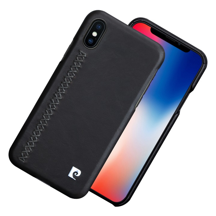 Husa telefon, Pierre Cardin, Piele, Pentru iPhone X, XS Negru