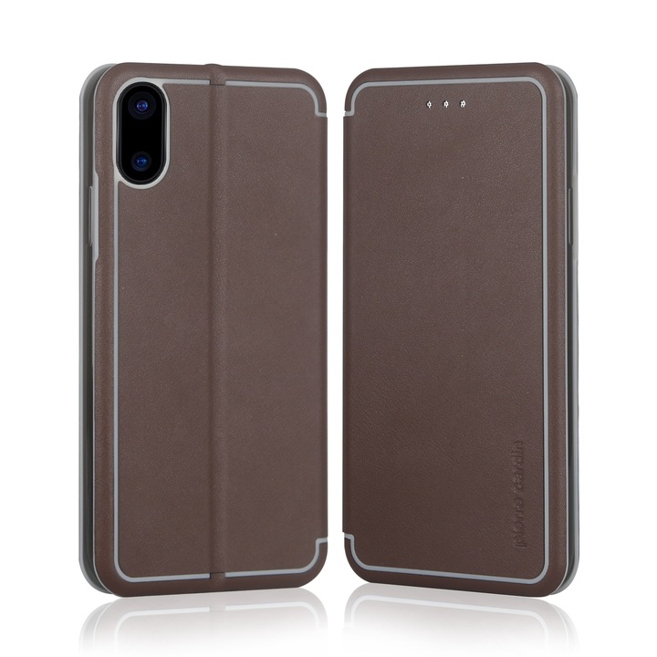 Husa telefon, Pierre Cardin, Pentru iPhone X, XS, Piele, Maro