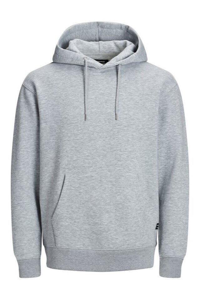 Hanorac Barbati Jack&Jones ESOFT PLAIN, din Bumbac cu gluga, Gri, S