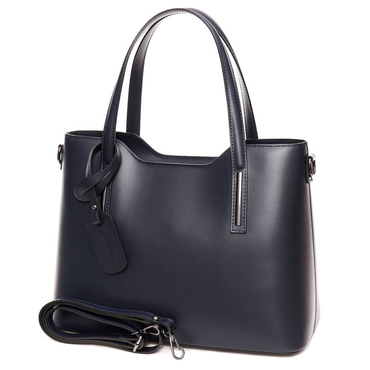 Női táska,, kék, bőr, 34-36,5 x 25 x 15,5 cm