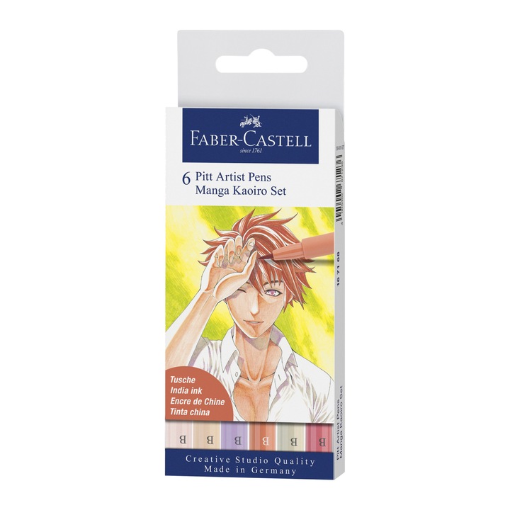 Маркер Faber-Castell, Pitt Manga Kaoiro, 6 броя
