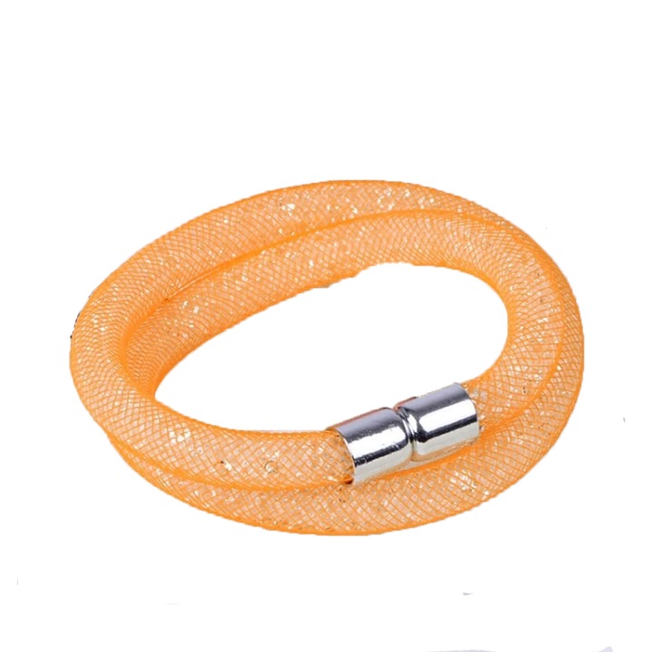 Bratara dama, JUP, Cristale, Impletita, Portocaliu