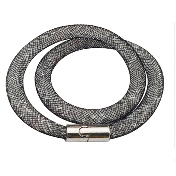 Bratara dama, JUP, plasa cu cristale, Negru