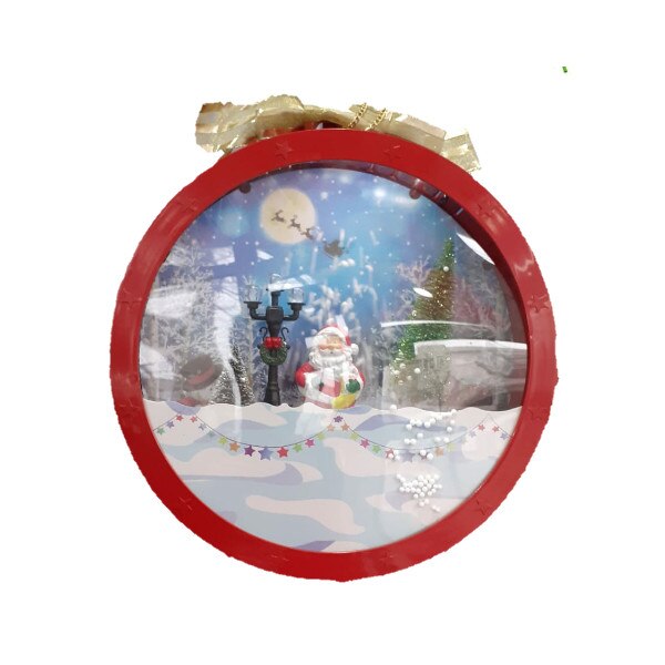 Felinar muzical, cu peisaj de craciun,cu baterii rotund cu diametrul de 33 cm