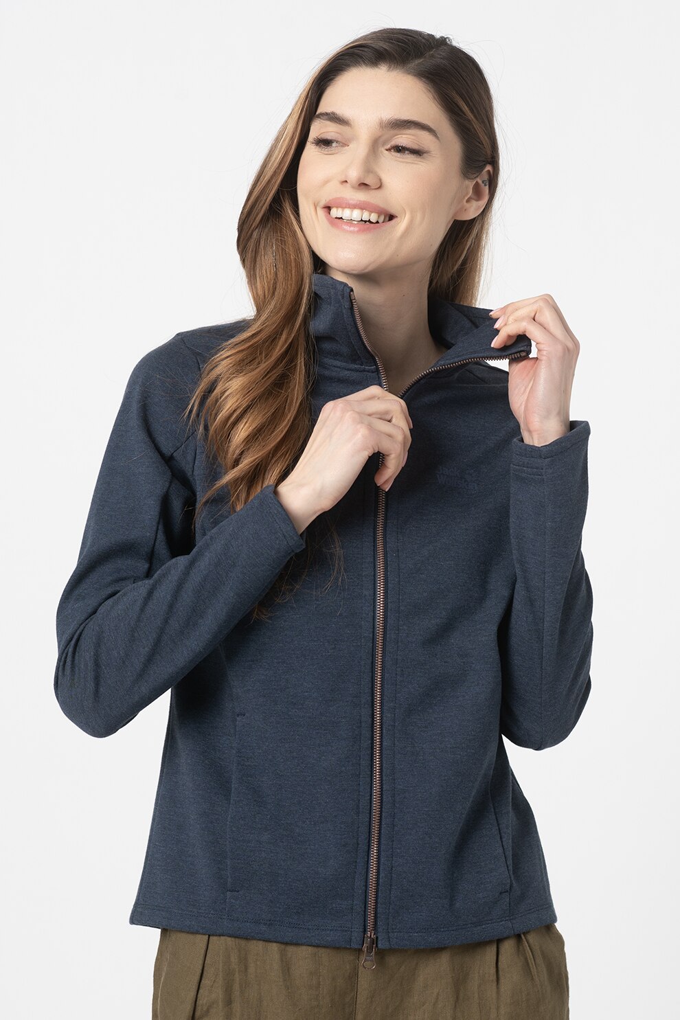 Jack Wolfskin, Bluza sport cu fermoar pentru drumetii Riverland, Bleumarin, S