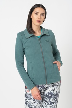 Jack Wolfskin, Bluza sport din amestec de bumbac organic pentru drumetii Natori, Verde persan, S Jack Wolfskin, Bluza sport din amestec de bumbac organic pentru drumetii Natori, Verde persan, S