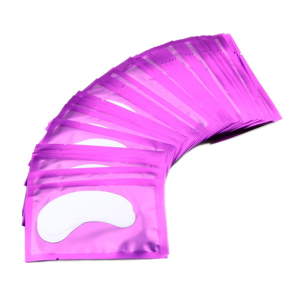 Set 50 perechi Hydrogel Eye Patch, plasturi cu gel hidratant pentru extensii gene, magenta