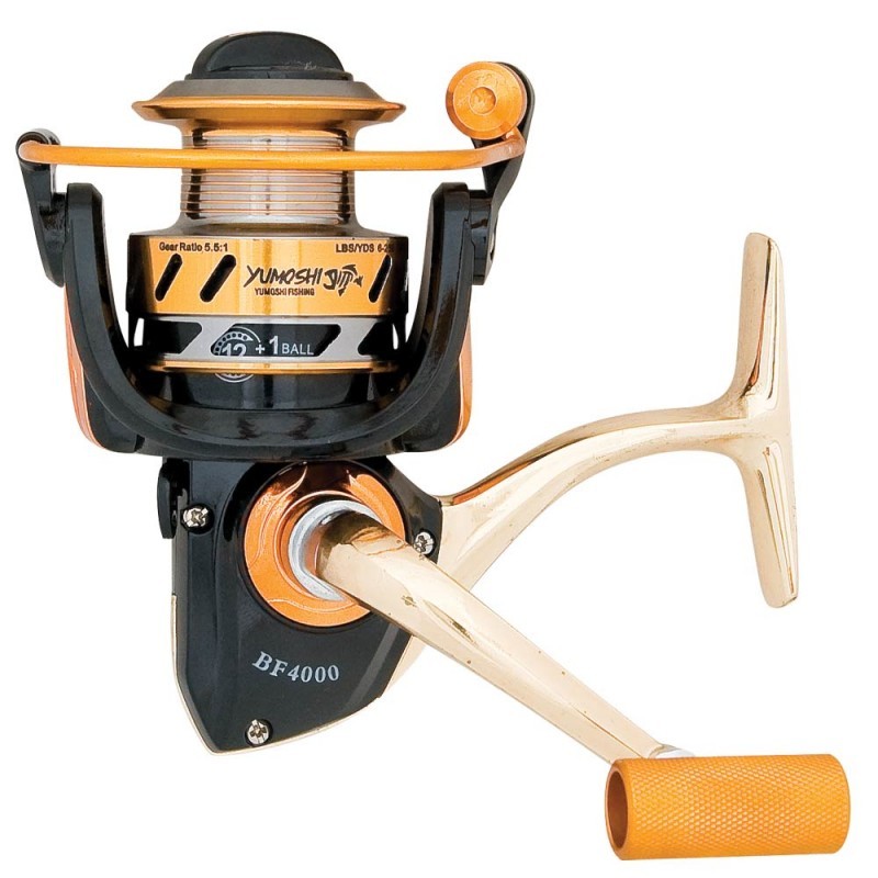 Mulineta Yumoshi, model BF4000, 5 R, destinata pescuitului tip match/feeder,cu frana pe fata