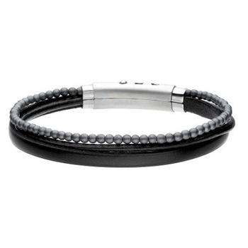 Bratara Manoki BA790B, negru, lungime 21-22.5cm, piele, hematit Bratara Manoki BA790B, negru, lungime 21-22.5cm, piele, hematit