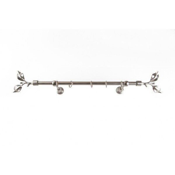 Galerie metalica 240 cm pentru perdele, simpla, model Frunza Argintiu grosime 16 mm, KIT COMPLET