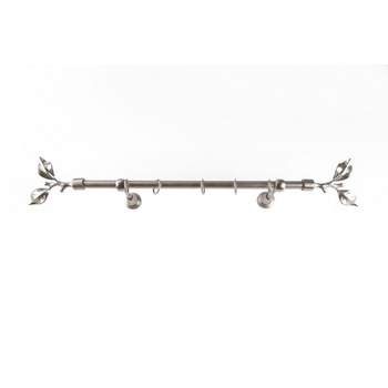 Galerie metalica 160 cm pentru perdele, simpla, model Frunza Argintiu grosime 16 mm KIT COMPLET Galerie metalica 160 cm pentru perdele, simpla, model Frunza Argintiu grosime 16 mm KIT COMPLET