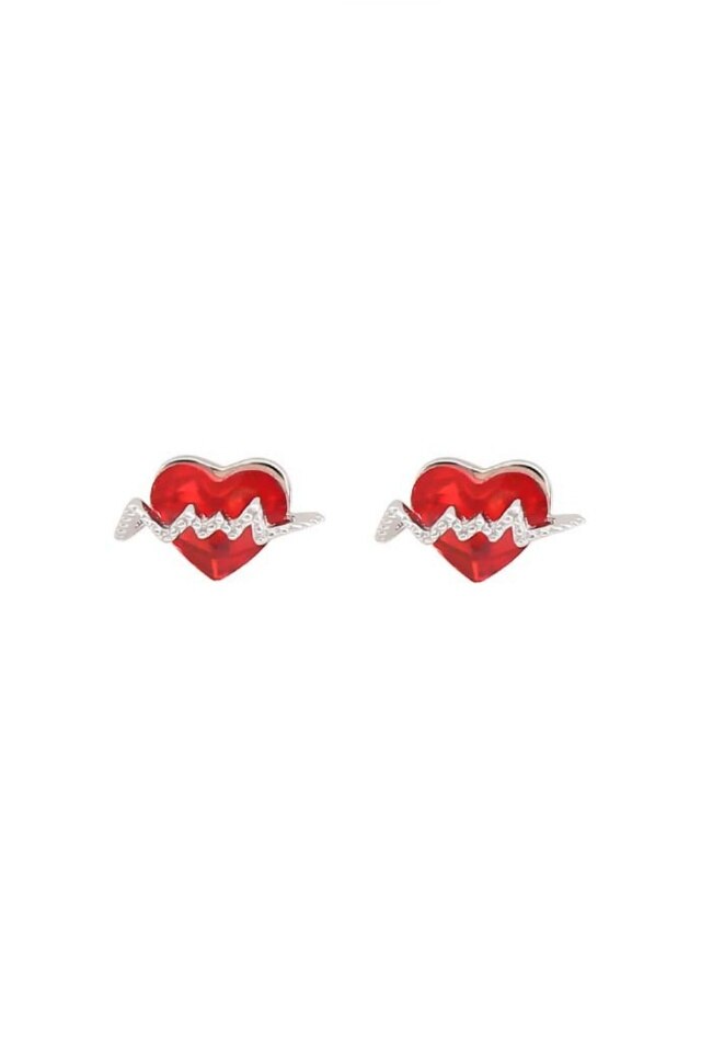 Cercei din argint 925 Heart Rhythm in forma de inima de zirconiu si cheita din argint, ideali cadou, aniversare, sarbatori, martisor
