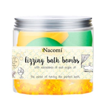Set de bomboane efervescente pentru baie, ceai verde racoritor si inghetata portocala-vanilie, Nacomi, 4 bucati, 330 g Set de bomboane efervescente pentru baie, ceai verde racoritor si inghetata portocala-vanilie, Nacomi, 4 bucati, 330 g