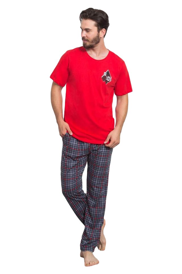 Pijamale dama Vienetta, pantalon si maneca lunga, dungi, imprimeu bluza, Relax