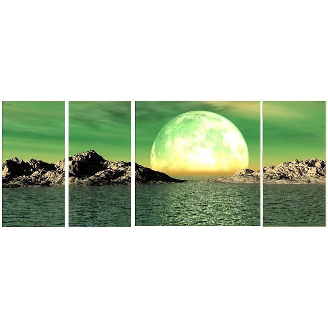 Set tablou DualView Startonight Luna, luminos in intuneric, 80 x 200 cm (3 piese 40 x 80 cm, 80 x 80 cm)