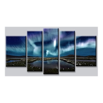 Set tablou DualView Startonight Aurora Boreala, luminos in intuneric, 90 x 180 cm (1 piesa 30 x 90 cm, 2 piese 30 x 80 cm, 2 piese 40 x 60 cm) Set tablou DualView Startonight Aurora Boreala, luminos in intuneric, 90 x 180 cm (1 piesa 30 x 90 cm, 2 piese 30 x 80 cm, 2 piese 40 x 60 cm)