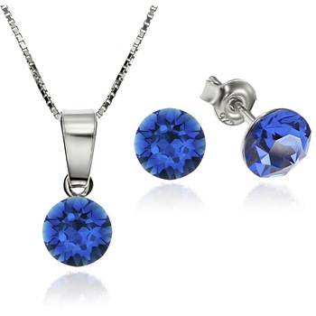 Set Argint 925 placat cu rodiu cu cristale Swarovski® Xirius Blue Capri 6mm Surub + Lant Set Argint 925 placat cu rodiu cu cristale Swarovski® Xirius Blue Capri 6mm Surub + Lant