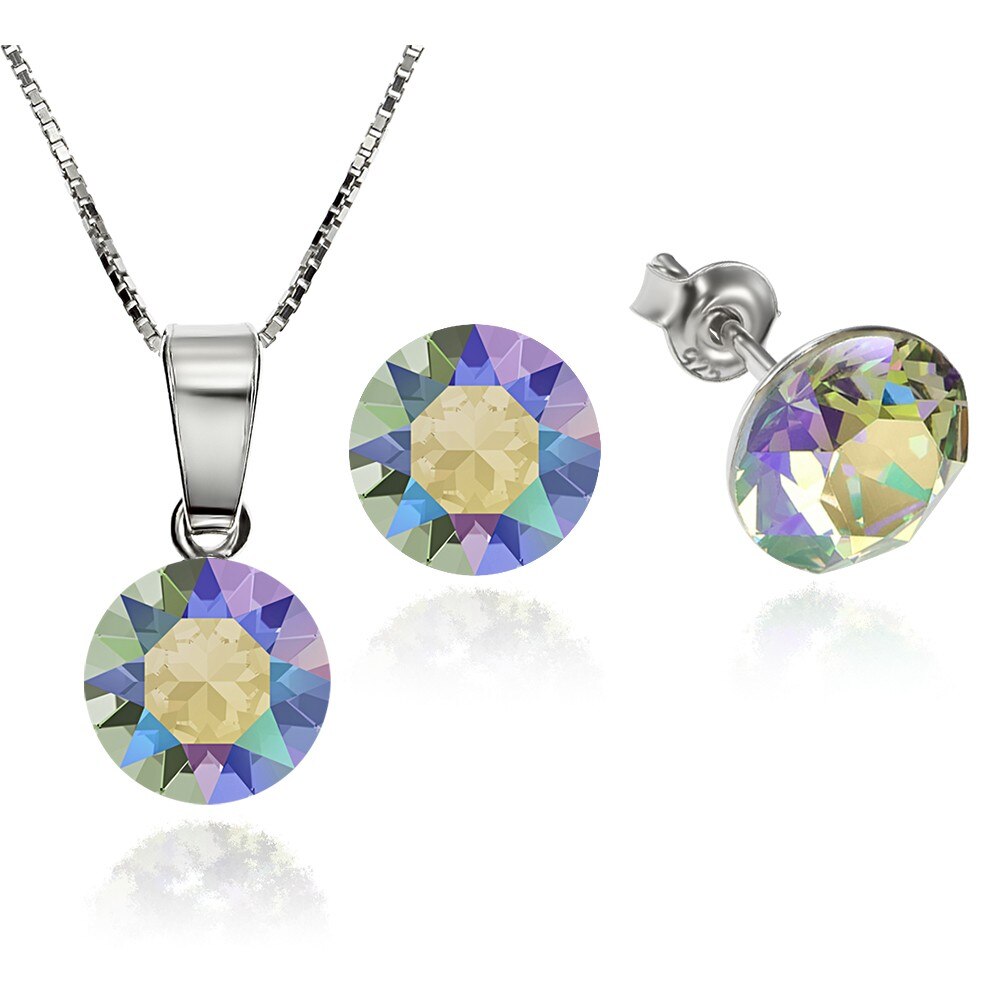 Set Argint 925 placat cu rodiu cu cristale Swarovski® Xirius Paradise Shine 8mm Surub + Lant