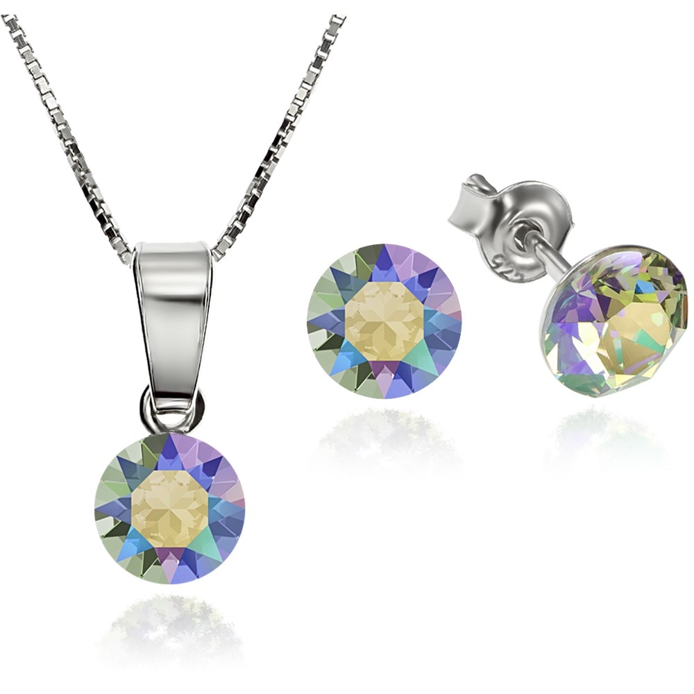 Set Argint 925 placat cu rodiu cu cristale Swarovski® Xirius Paradise Shine 6mm Surub + Lant