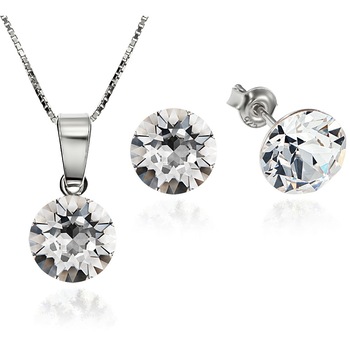 Set Argint 925 placat cu rodiu cu cristale Swarovski® Xirius Crystal Clear 8mm Surub + Lant Set Argint 925 placat cu rodiu cu cristale Swarovski® Xirius Crystal Clear 8mm Surub + Lant