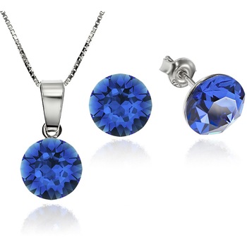 Set Argint 925 placat cu rodiu cu cristale Swarovski® Xirius Blue Capri 8mm Surub + Lant Set Argint 925 placat cu rodiu cu cristale Swarovski® Xirius Blue Capri 8mm Surub + Lant