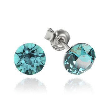 Cercei Argint 925 placat cu rodiu cu cristale Swarovski® Xirius Blue Zircon 6mm Surub Cercei Argint 925 placat cu rodiu cu cristale Swarovski® Xirius Blue Zircon 6mm Surub