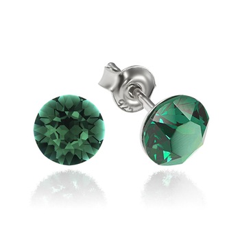 Cercei Argint 925 placat cu rodiu cu cristale Swarovski® Xirius Emerald 6mm Surub Cercei Argint 925 placat cu rodiu cu cristale Swarovski® Xirius Emerald 6mm Surub