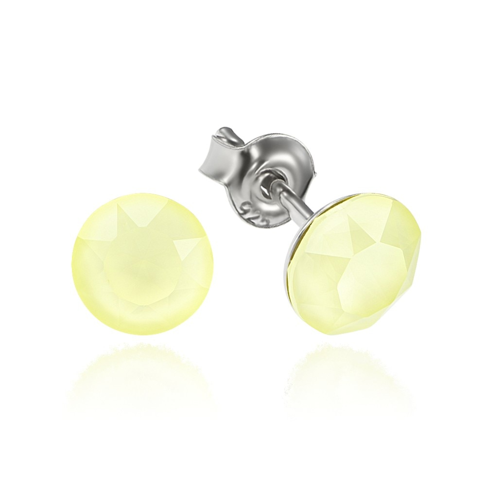 Cercei Argint 925 placat cu rodiu cu cristale Swarovski® Xirius Powder Yellow 6mm Surub