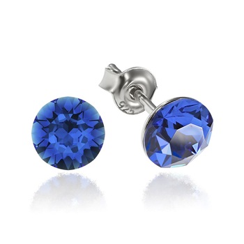 Cercei Argint 925 placat cu rodiu cu cristale Swarovski® Xirius Blue Capri 6mm Surub Cercei Argint 925 placat cu rodiu cu cristale Swarovski® Xirius Blue Capri 6mm Surub