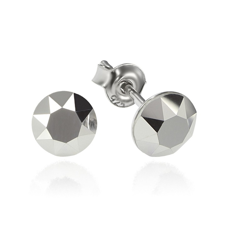 Cercei Argint 925 placat cu rodiu cu cristale Swarovski® Xirius Light Chrome 6mm Surub