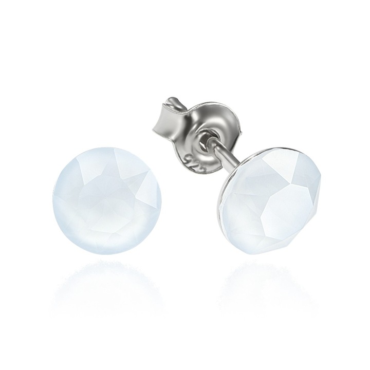 Cercei Argint 925 placat cu rodiu cu cristale Swarovski® Xirius Powder Blue 6mm Surub