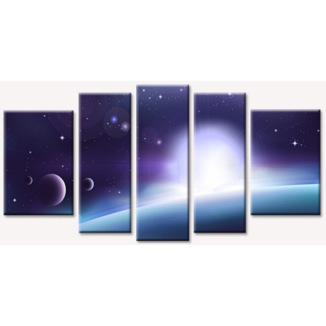 Set tablou DualView Startonight Univers, luminos in intuneric, 90 x 180 cm (1 piesa 30 x 90 cm, 2 piese 30 x 80 cm, 2 piese 40 x 60 cm)