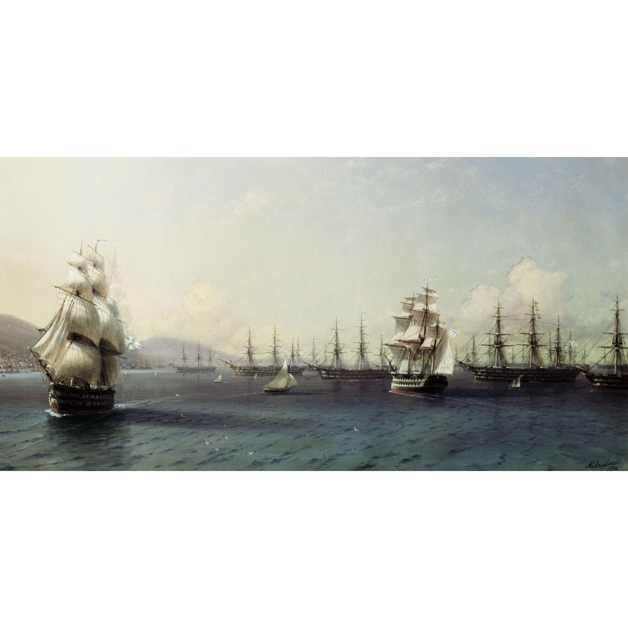 Tablou DualView Startonight Aivazovschy - Flota in Marea Neagra, 1893, luminos in intuneric, 40 x 80 cm