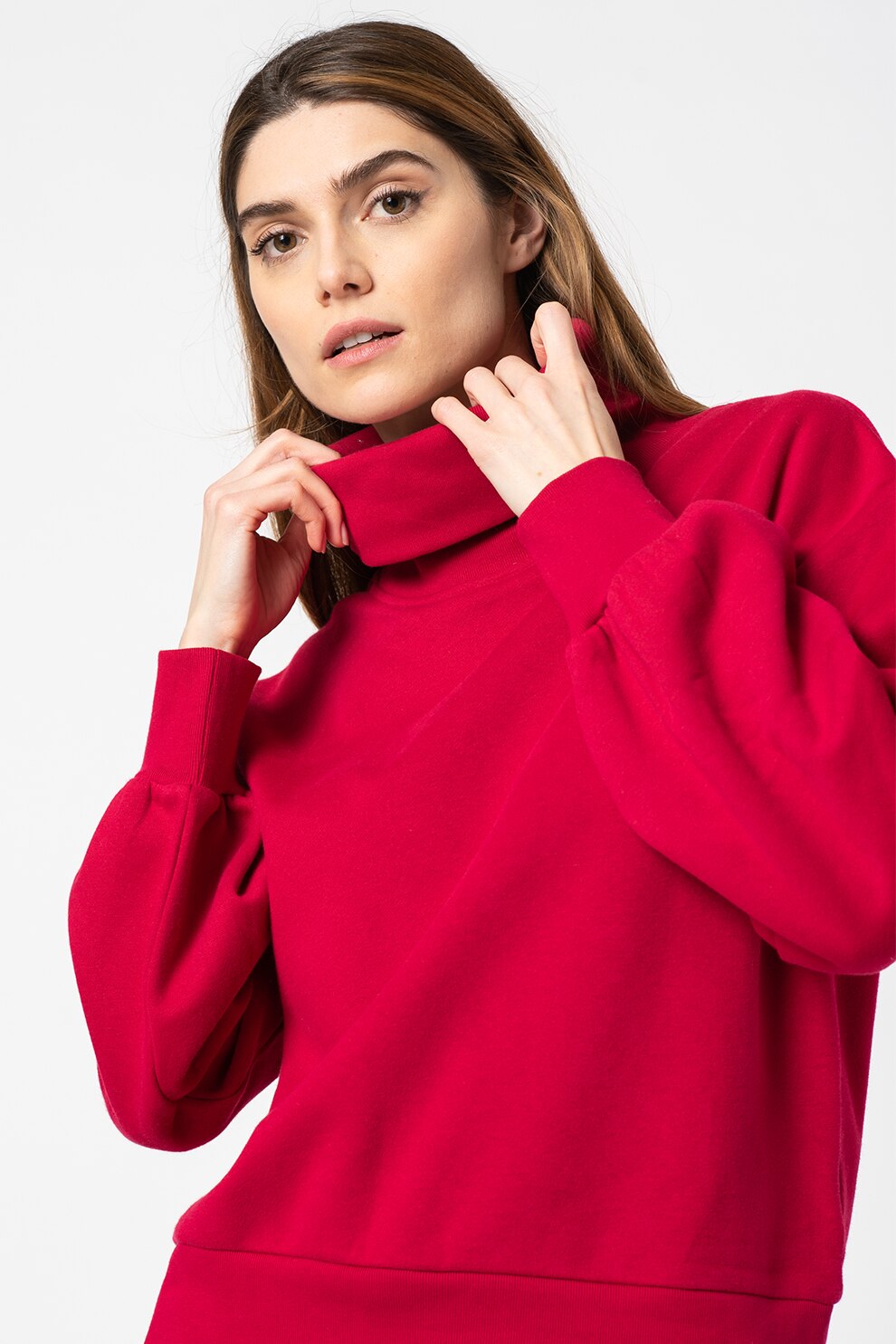 GAP, Bluza sport cu guler inalt, Rosu