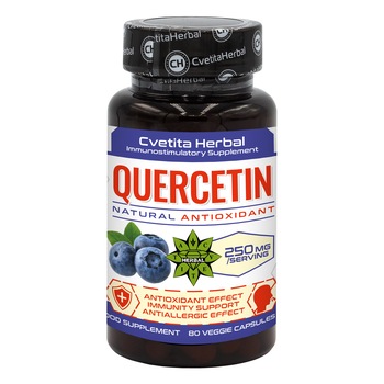 Suplimente alimentare, Cvetita Herbal Quercetin, 80 vegan capsule, 250mg Suplimente alimentare, Cvetita Herbal Quercetin, 80 vegan capsule, 250mg