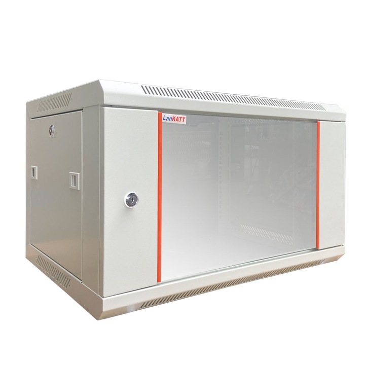 Сървърен шкаф LanKATT 19", Метален, Стенен монтаж, 6U 600x450, RAL7035