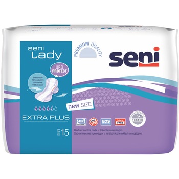 Absorbante pentru incontinenta urinara Seni Lady Extra Plus, 15 buc Absorbante pentru incontinenta urinara Seni Lady Extra Plus, 15 buc