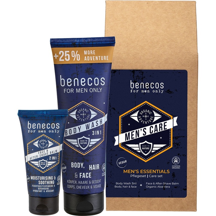 Set cadou pentru barbati Men’s Care gel de dus si aftershave Benecos
