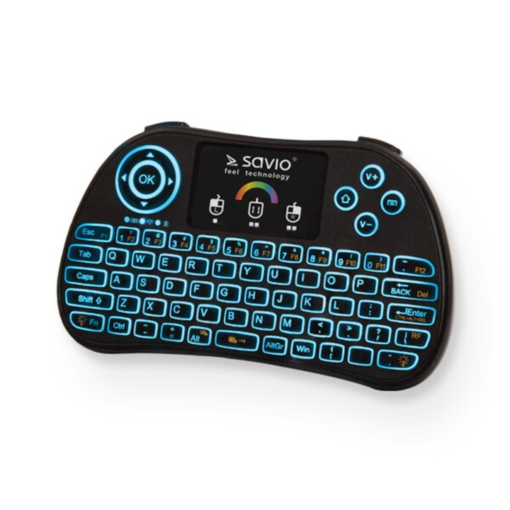 Tastatura Wireless Iluminata RGB Savio KW-03, pentru PC, Smart TV/android TV, Xbox 360/Play Station 3, Smartphone