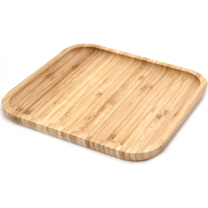 Platou din bambus pentru prezentare servire 20x20x2 cm
